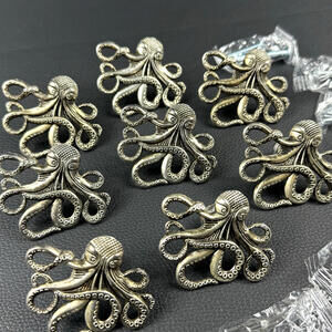Set of 8 Octopus Drawer Pulls 2 Inch Cabinet Knobs Nautical Furniture Handles